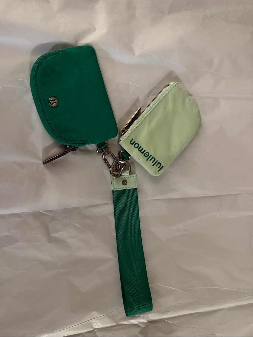 lululemon athletica Emerald and Mint Wristlet Pouch Set